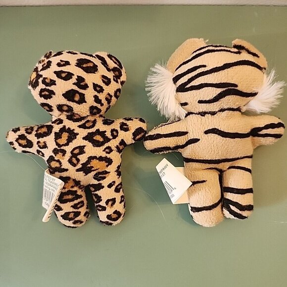 2 Mini Plush Leopard and Tiger Bears Stuffed Animals Toys 4 Inches Tall - Picture 6 of 9